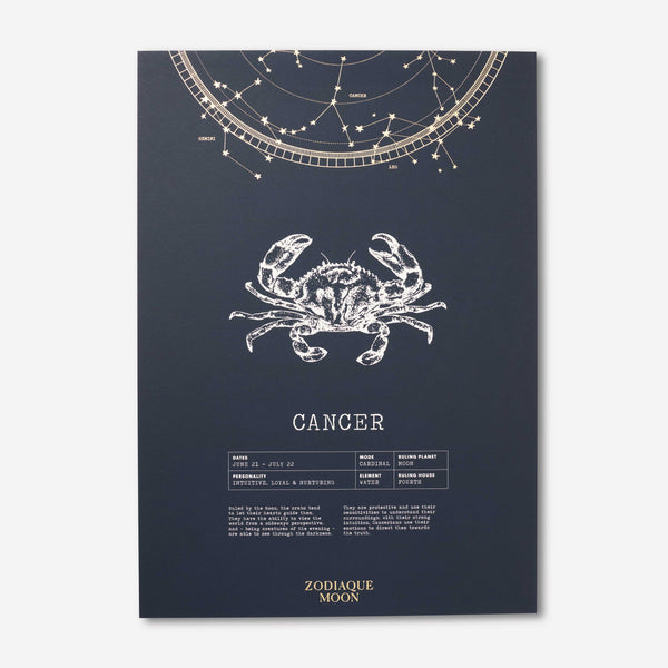 Cancer A3 Art Print - Midnight Blue