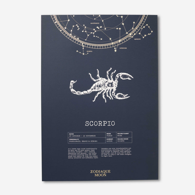 Scorpio A3 Art Print - Midnight Blue