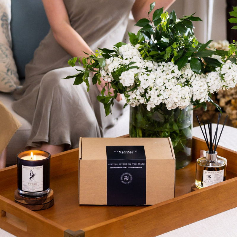 Gift Set: Luxury Zodiac Scented Candle, Journal and Diffuser