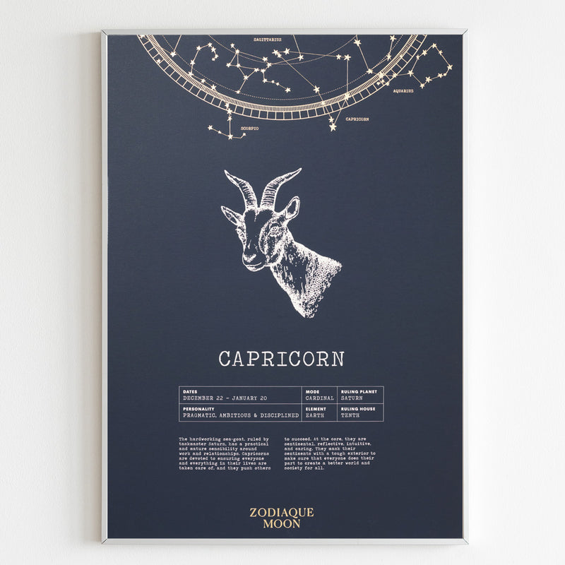 Capricorn A3 Art Print - Midnight Blue