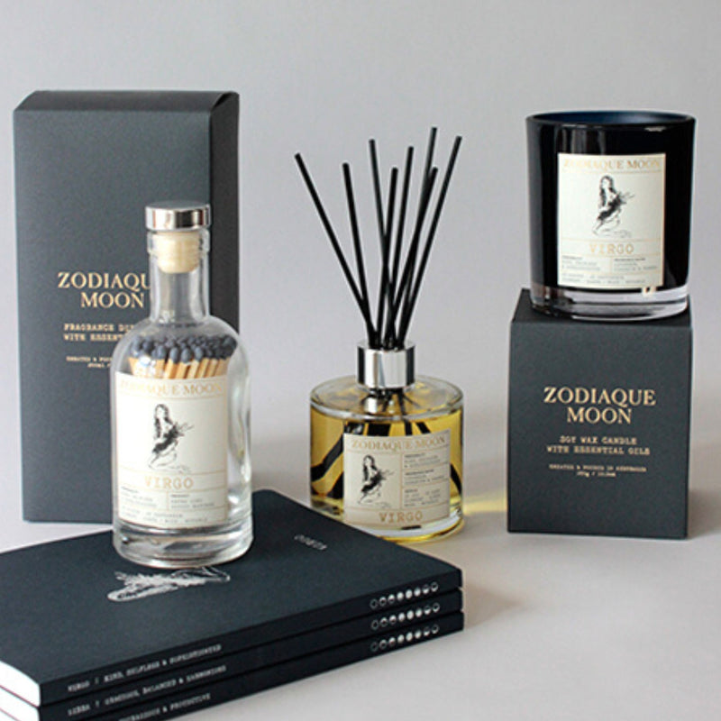 Gift Set: Luxury Zodiac Scented Candle, Matches and Diffuser