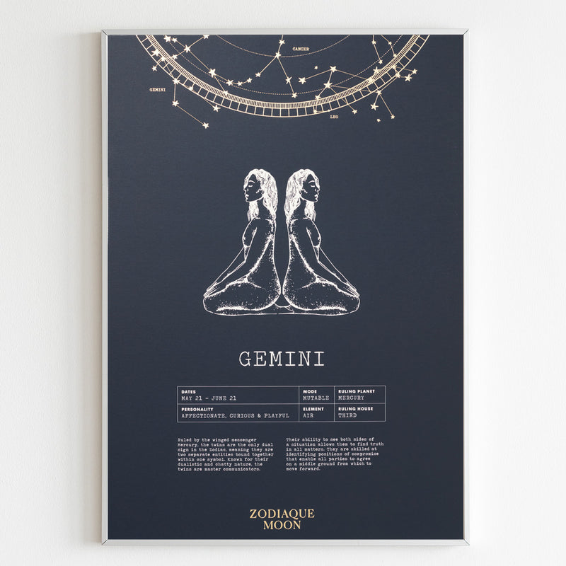 Gemini A3 Art Print - Midnight Blue