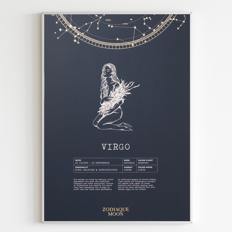 Virgo A3 Art Print - Midnight Blue
