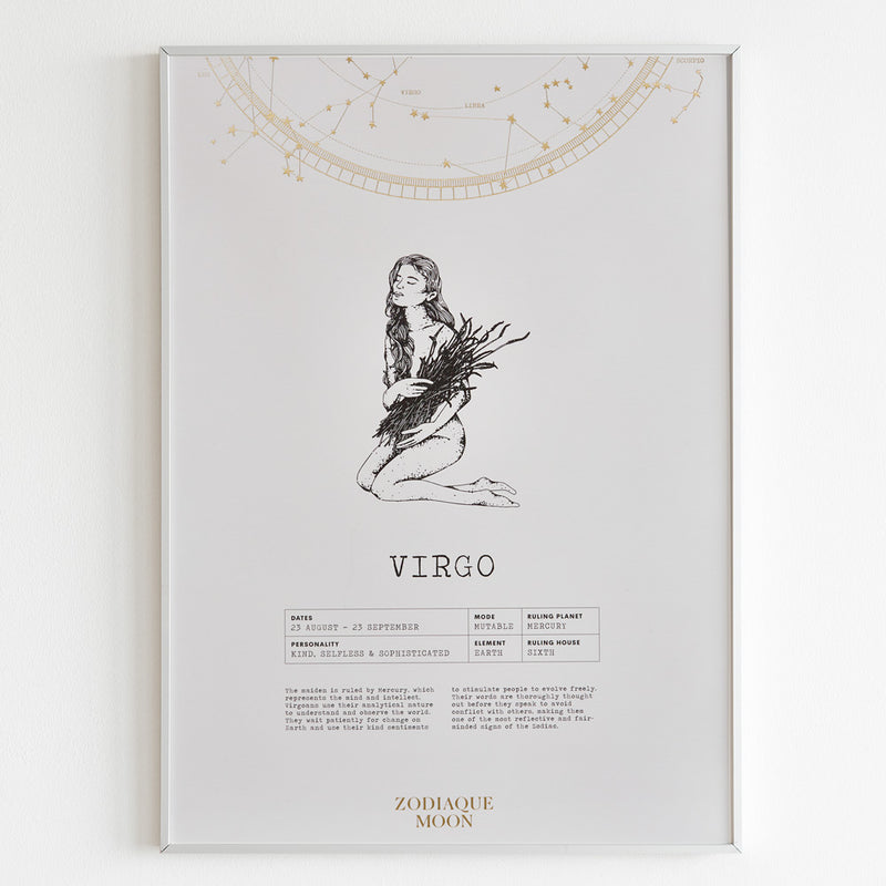 Virgo A3 Art Print - Off White
