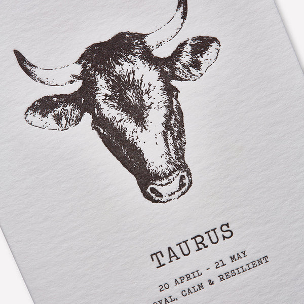 Taurus Letterpress Greeting Cards