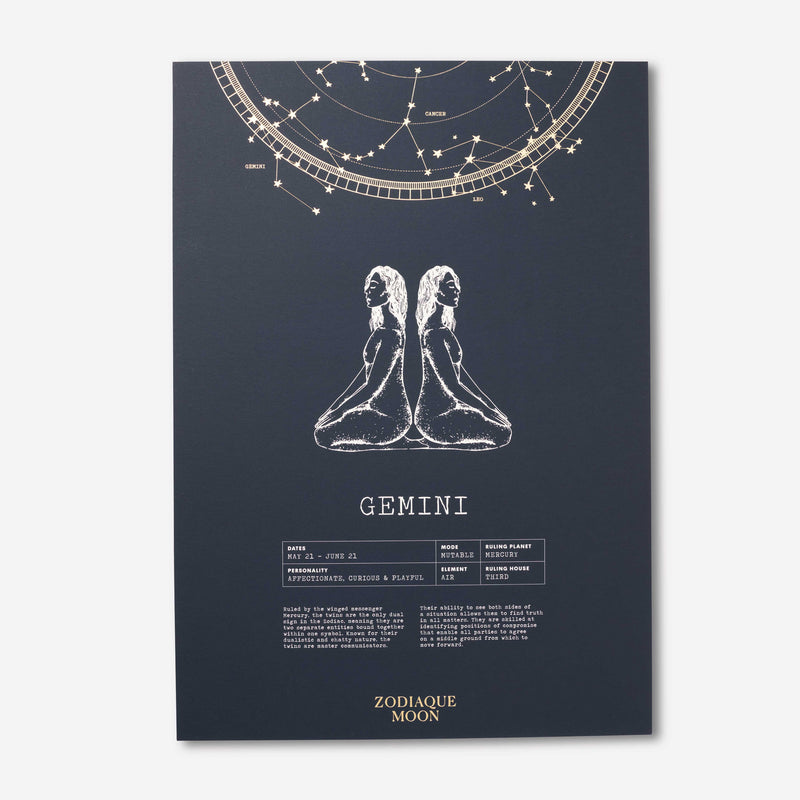Gemini A3 Art Print - Midnight Blue