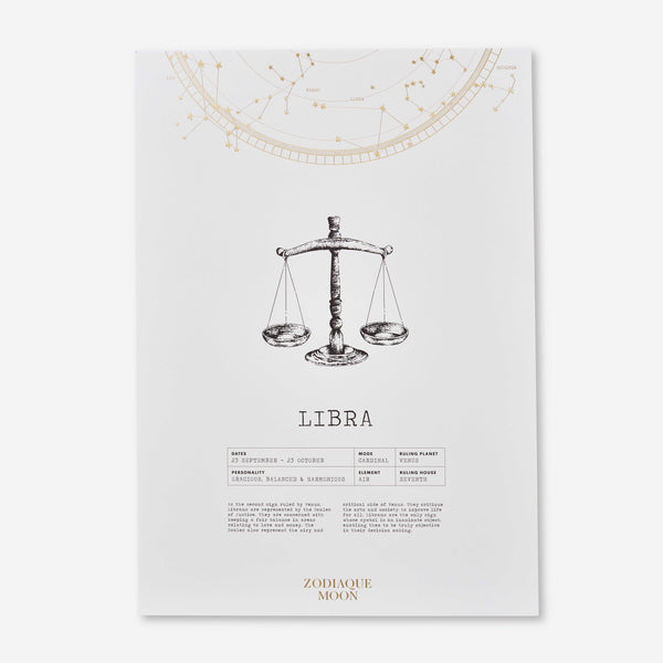 Libra A3 Art Print - Off White