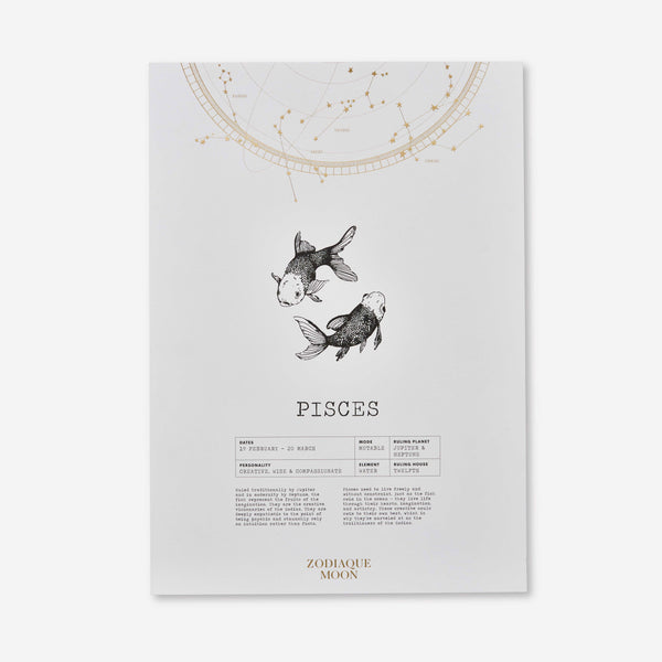 Pisces A3 Art Print - Off White