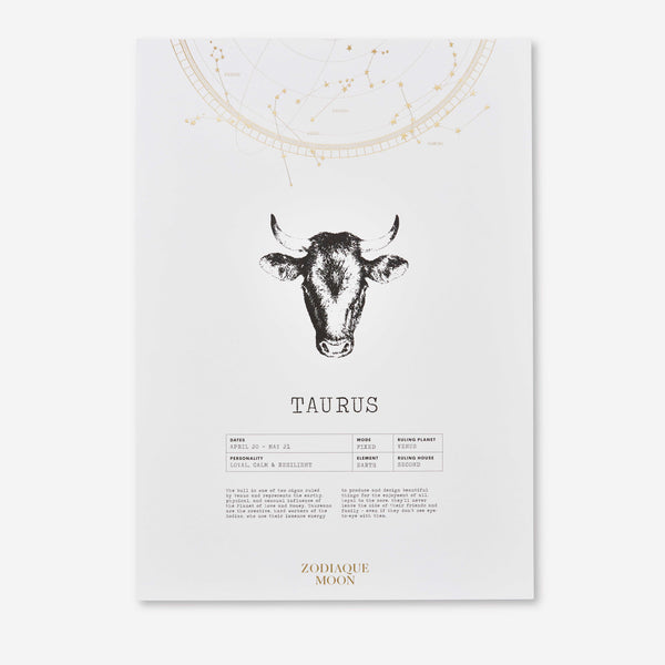 Taurus A3 Art Print - Off White