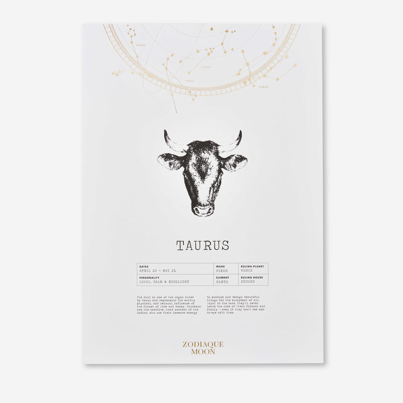 Taurus A3 Art Print - Off White