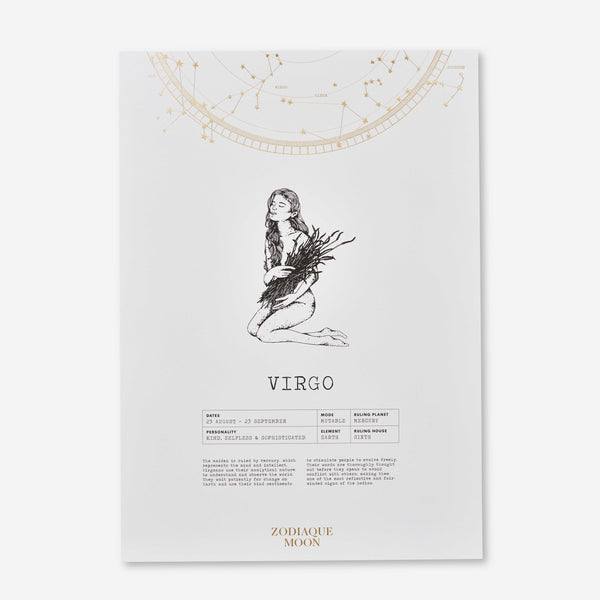 Virgo A3 Art Print - Off White